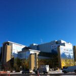 The South Health Campus hospital in Seton, immediately south of Auburn Bay, under a clear blue winter sky